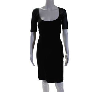 ABS Evening Womens Mesh Long Sleeved Scoop Neck Back Tied Dress Black Size S